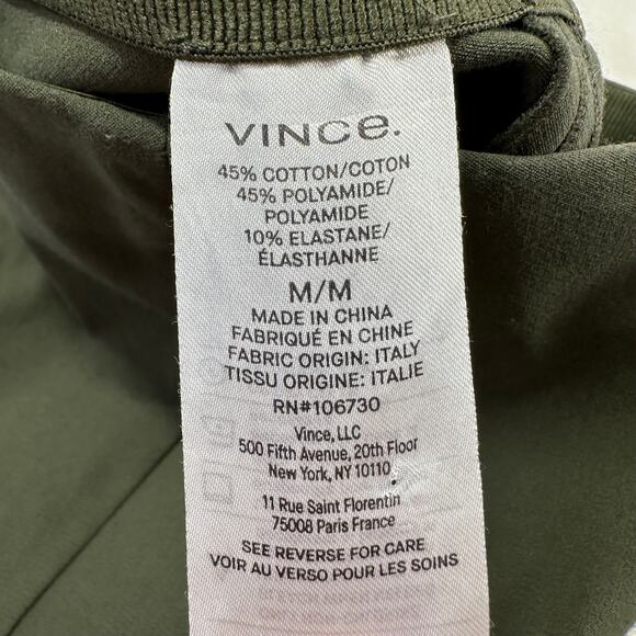 Vince Pants Womens Medium Green Front Seam Ponte Stretch Ankle Slit Side Zip - Picture 6 of 14